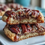 1. Decadent butter pecan cookies with caramel swirl, loaded with toasted pecans and gooey caramel drizzle for a rich, indulgent dessert.  