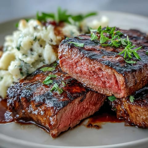 Perfectly cooked venison steaks sit atop buttery caraway crushed swede mash, ready for a cozy Sunday dinner.