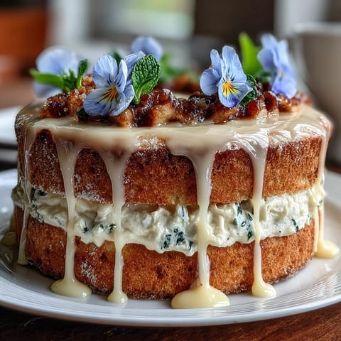Spring Naked Cake with Edible Flowers and Lemon Curd, a light and elegant dessert with vibrant lemon curd and delicate floral garnish.