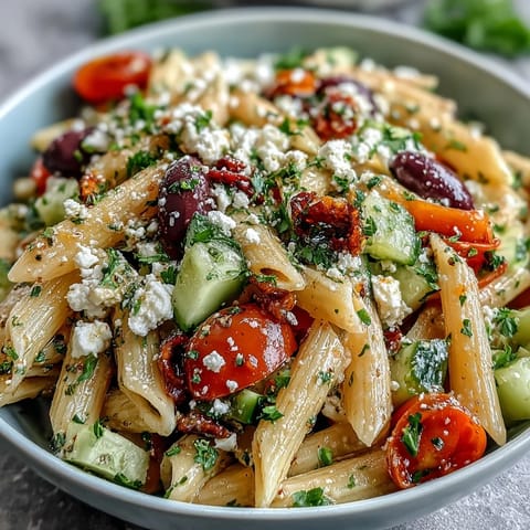 Greek Pasta with Olives Feta