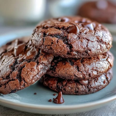 Decadent brownie cookies loaded with chocolate chips, baked to chewy perfection from a simple box mix.