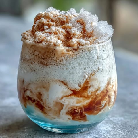 Whipped TikTok Cloud Slushie with fluffy soda-ice texture and sweet condensed milk swirl in a frosty glass.