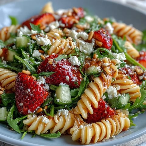 Spring Pasta Strawberries Feta Arugula