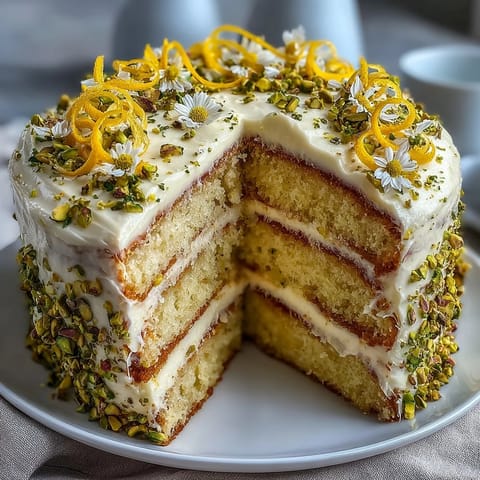 Spring Birthday Lemon Pistachio Cake