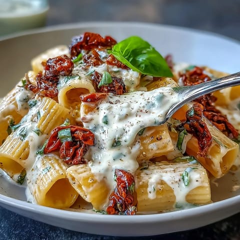 Creamy Marry Me Pasta with sun-dried tomatoes and parmesan in a rich, velvety sauce.