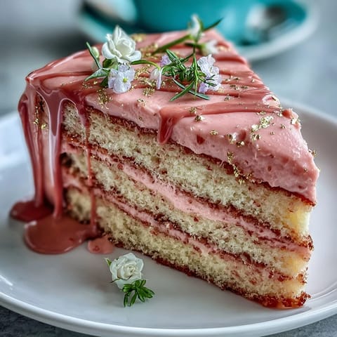 Elegant Bridal Shower Rosé Velvet Cake, adorned with a shimmering gold drip.