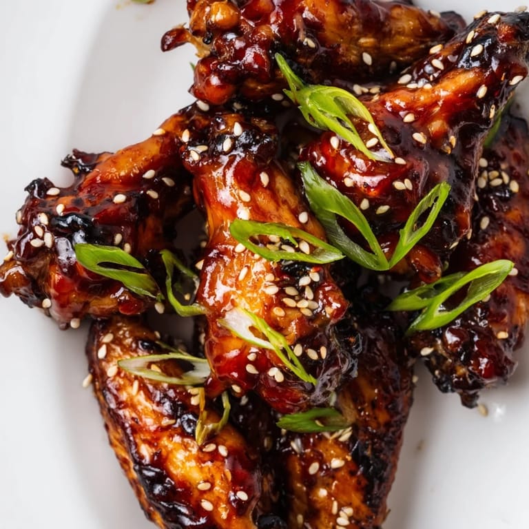 Savory Asian Sticky Wings served with steamed rice and pickled vegetables for dinner.