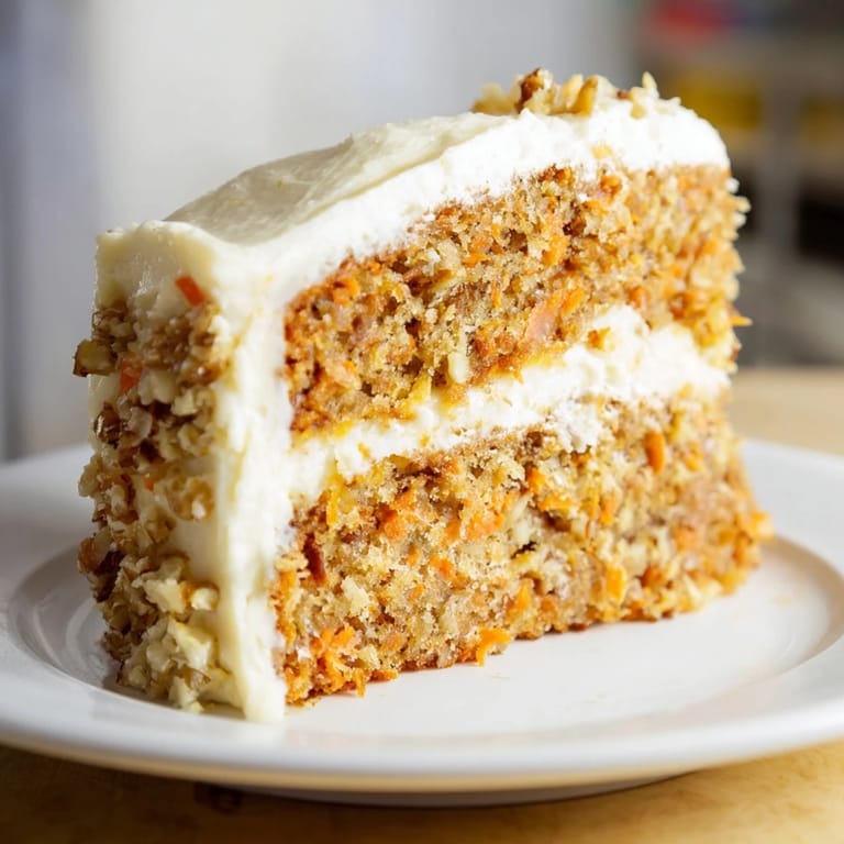 Carrot Cake layers split open to reveal pineapple and shredded carrots inside the crumbs.