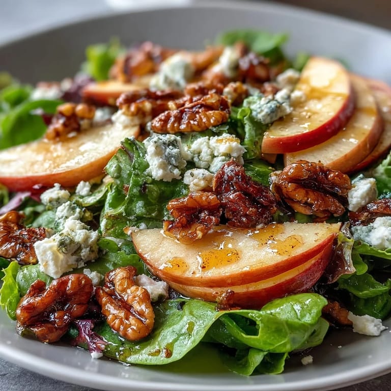 Bright, crisp Apple and Walnut Salad features crunchy nuts, tender apples, and a honey-Dijon vinaigrette, perfect alongside roasted chicken or pork.