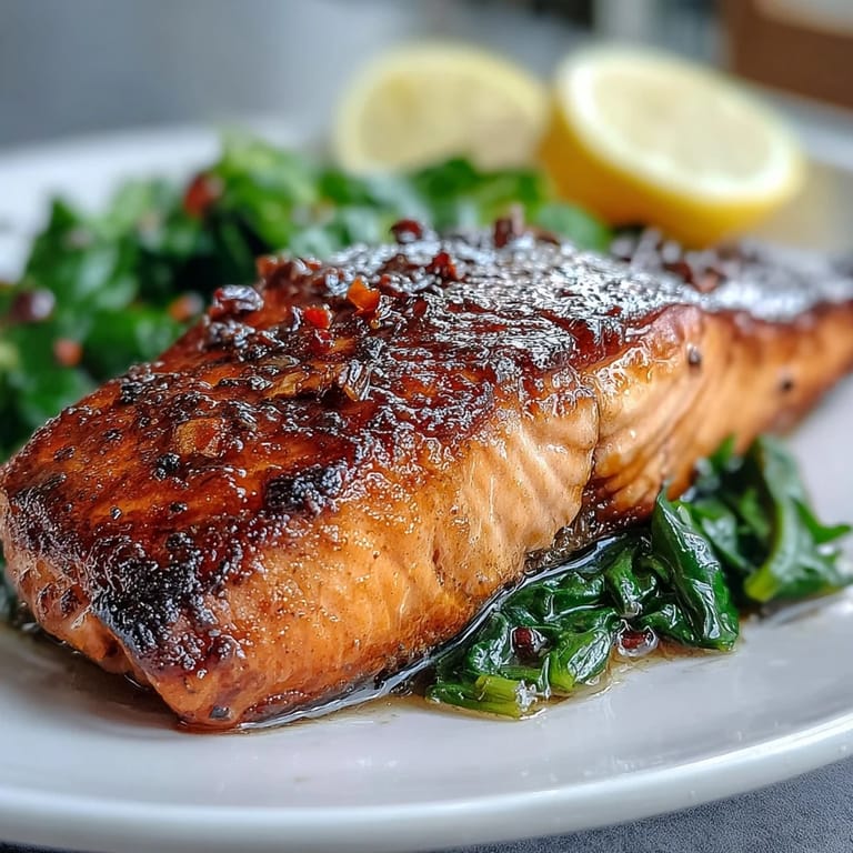 Plated Air Fryer Salmon and Swiss Chard with bright green greens and perfectly cooked salmon, perfect for a low-carb dinner.