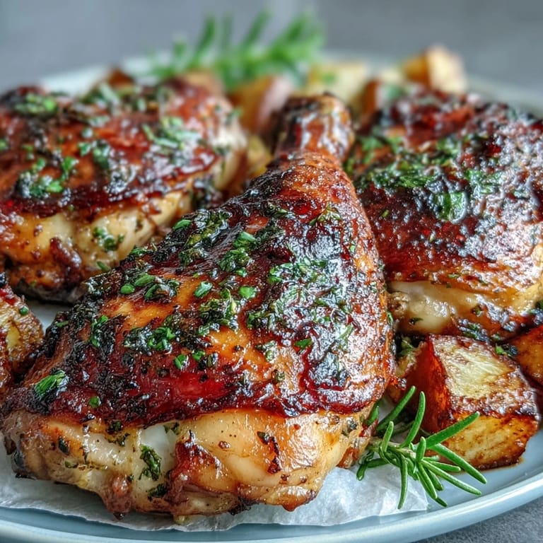 Juicy, bone-in chicken thighs paired with caramelized root vegetables, seasoned with Italian herbs for a comforting one-pan meal.