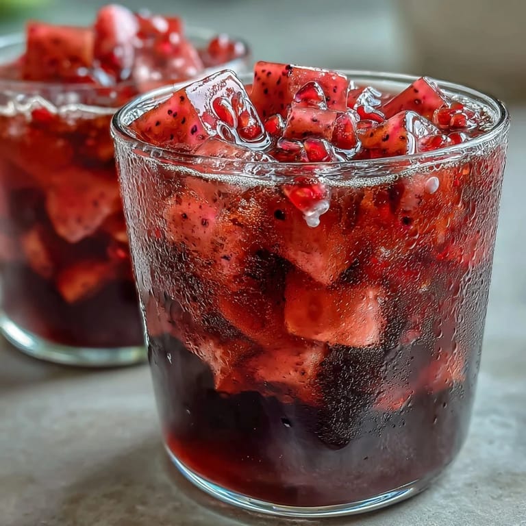 Iced tropical refresher bursting with bright mango and dragonfruit flavors, served with juicy fruit pieces and plenty of ice.