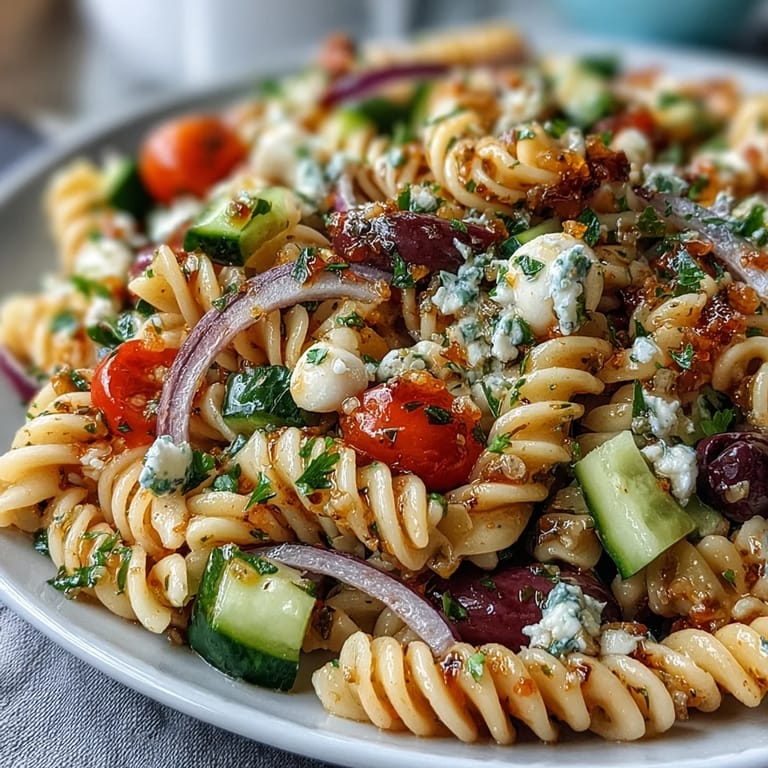 Easy summer pasta salad with Italian dressing, crisp veggies, and cheese—refreshing, quick, and great for gatherings or lunches.