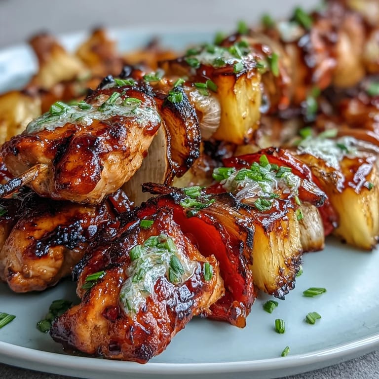 Sweet and savory grilled pineapple chicken skewers, basted with honey-lime marinade, are ready for your next cookout.