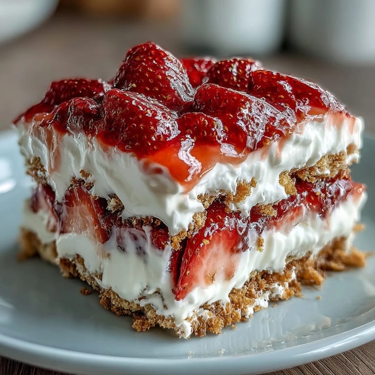 Patriotic no-bake icebox cake with strawberries, blueberries, and whipped cream—an easy, refreshing Memorial Day treat.
