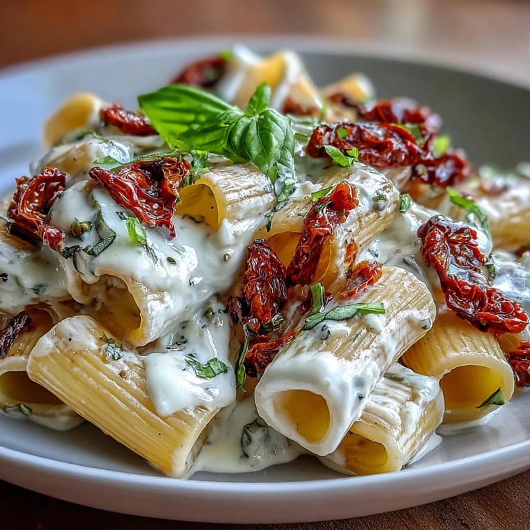 Rich and creamy Marry Me Pasta with sun-dried tomatoes, parmesan, and fresh basil garnish.