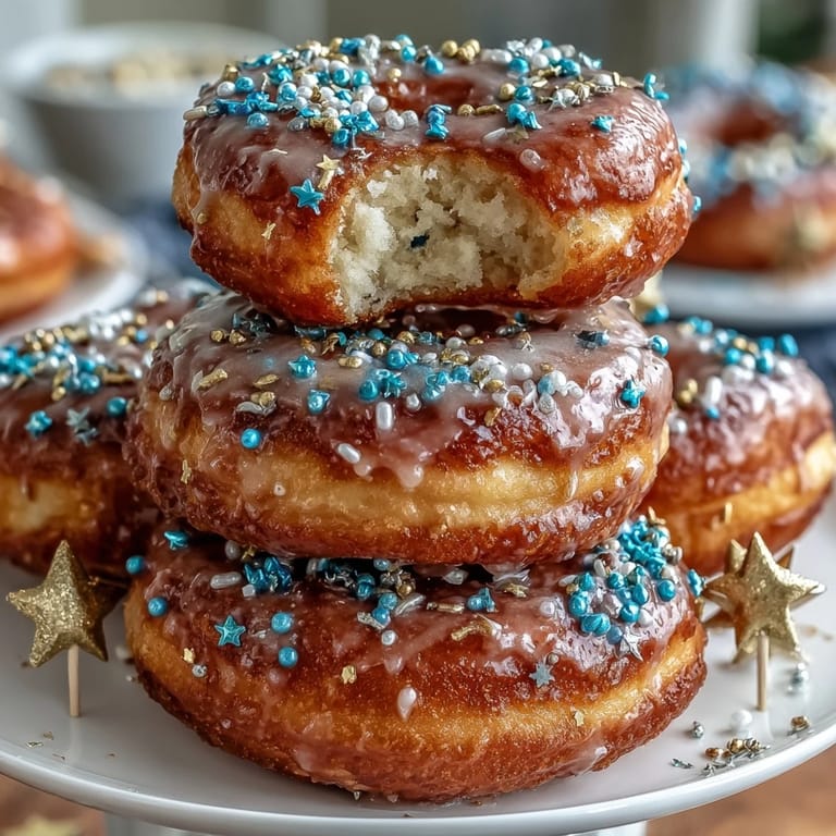 A show-stopping graduation dessert featuring a donut tower adorned with sprinkles and festive toppers on a cake stand.