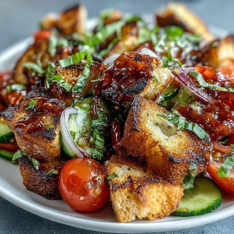 Taste this Summer Panzanella, bursting with charred bread and garden-fresh veggies.