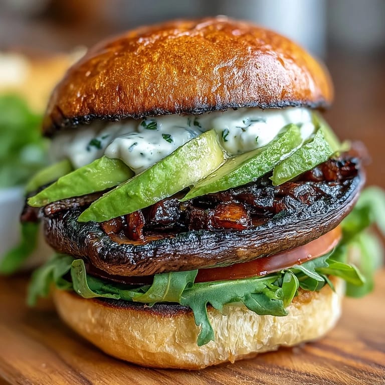 Hearty grilled portobello mushroom burgers making a perfect, satisfying vegetarian picnic option.