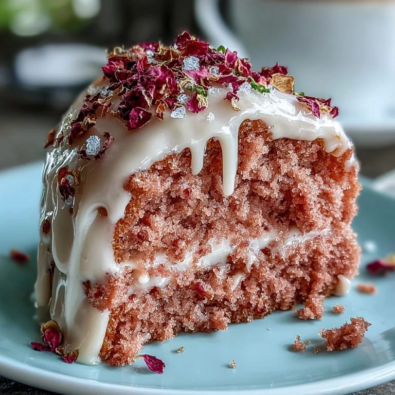 Celebration-ready Rosé Velvet Cake, showcasing a vibrant pink hue and shimmering gold accent.