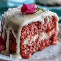 Elegant Bridal Shower Rosé Velvet Cake with shimmering gold drip.