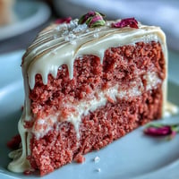Elegant Bridal Shower Rosé Velvet Cake with shimmering gold drip.